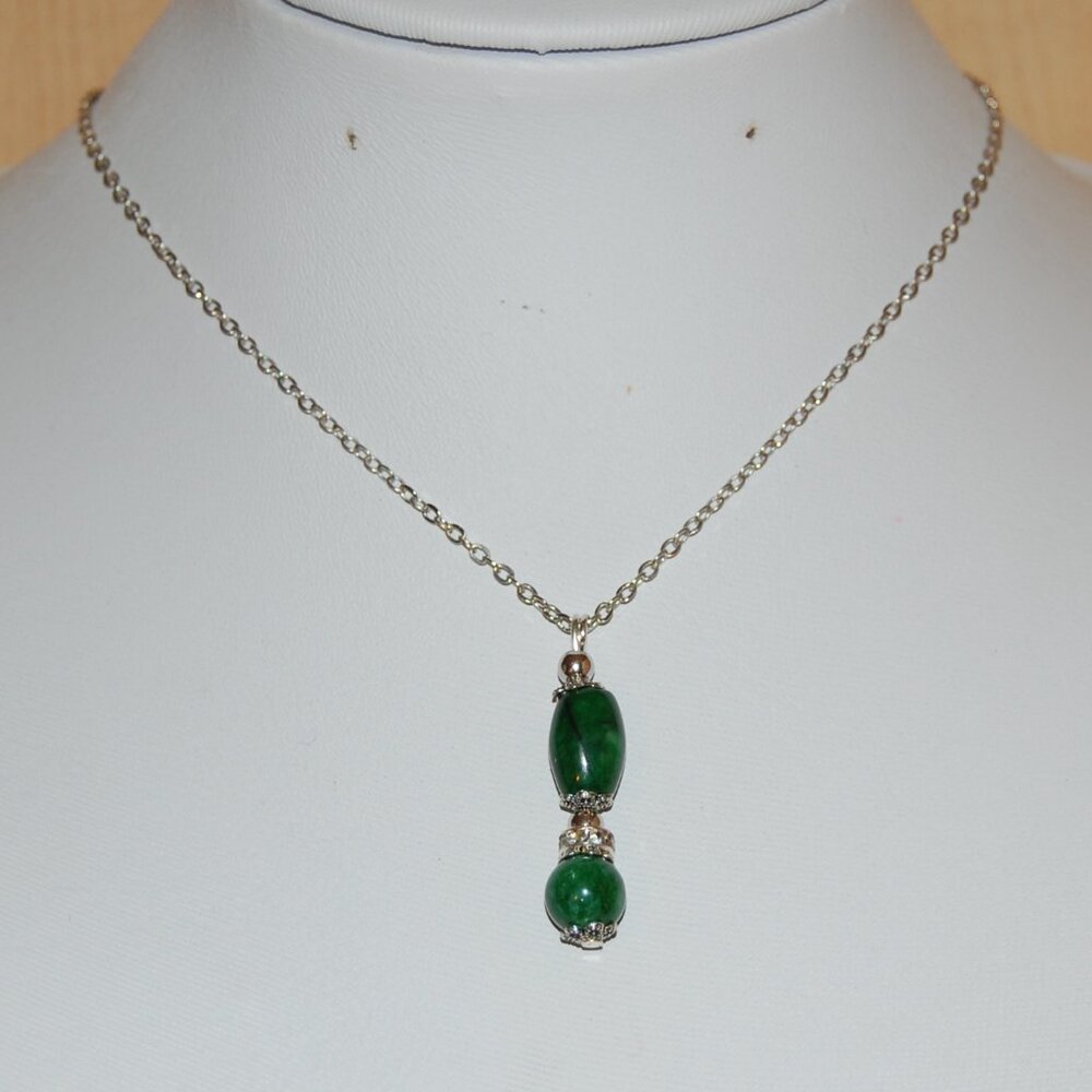 Jade Necklace,Green Jade Beads Pendant Necklace,Jade Charm Necklace